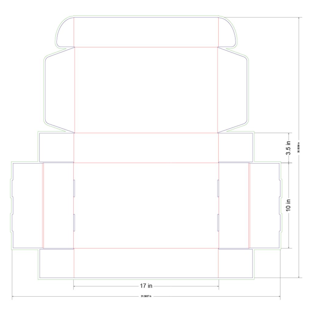 17x10x3.5 in Mailer Box Template