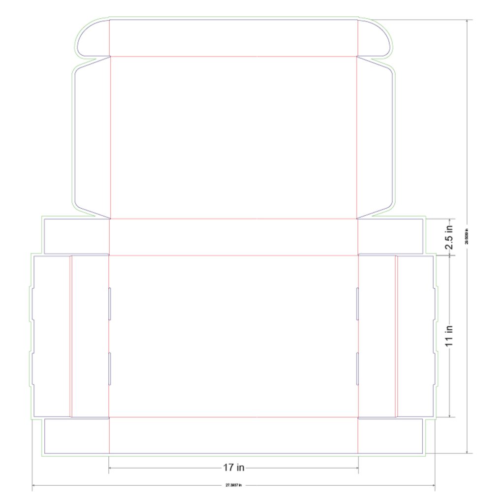17x11x2.5 in Mailer Box Template
