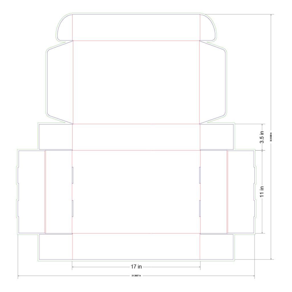 17x11x3.5 in Mailer Box Template
