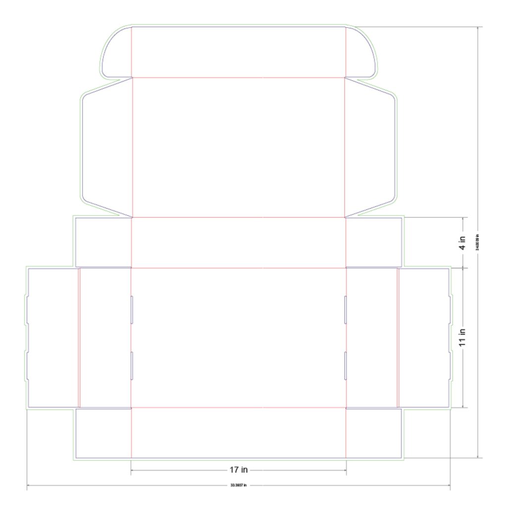 17x11x4 in Mailer Box Template