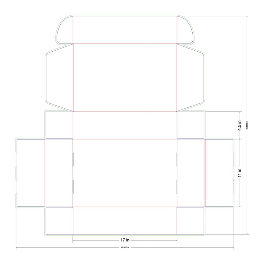 17x11x4.5 in Mailer Box Template