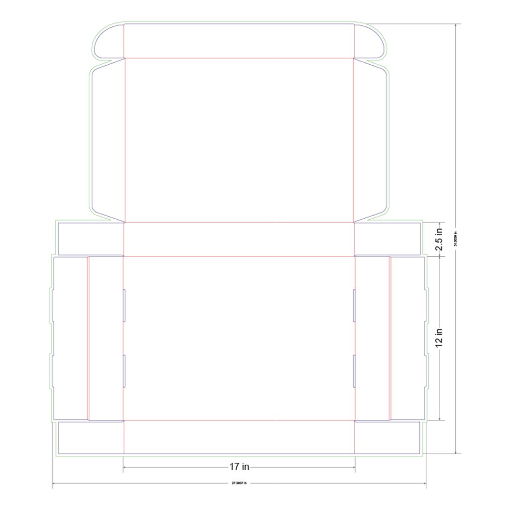 17x12x2.5 in Mailer Box Template