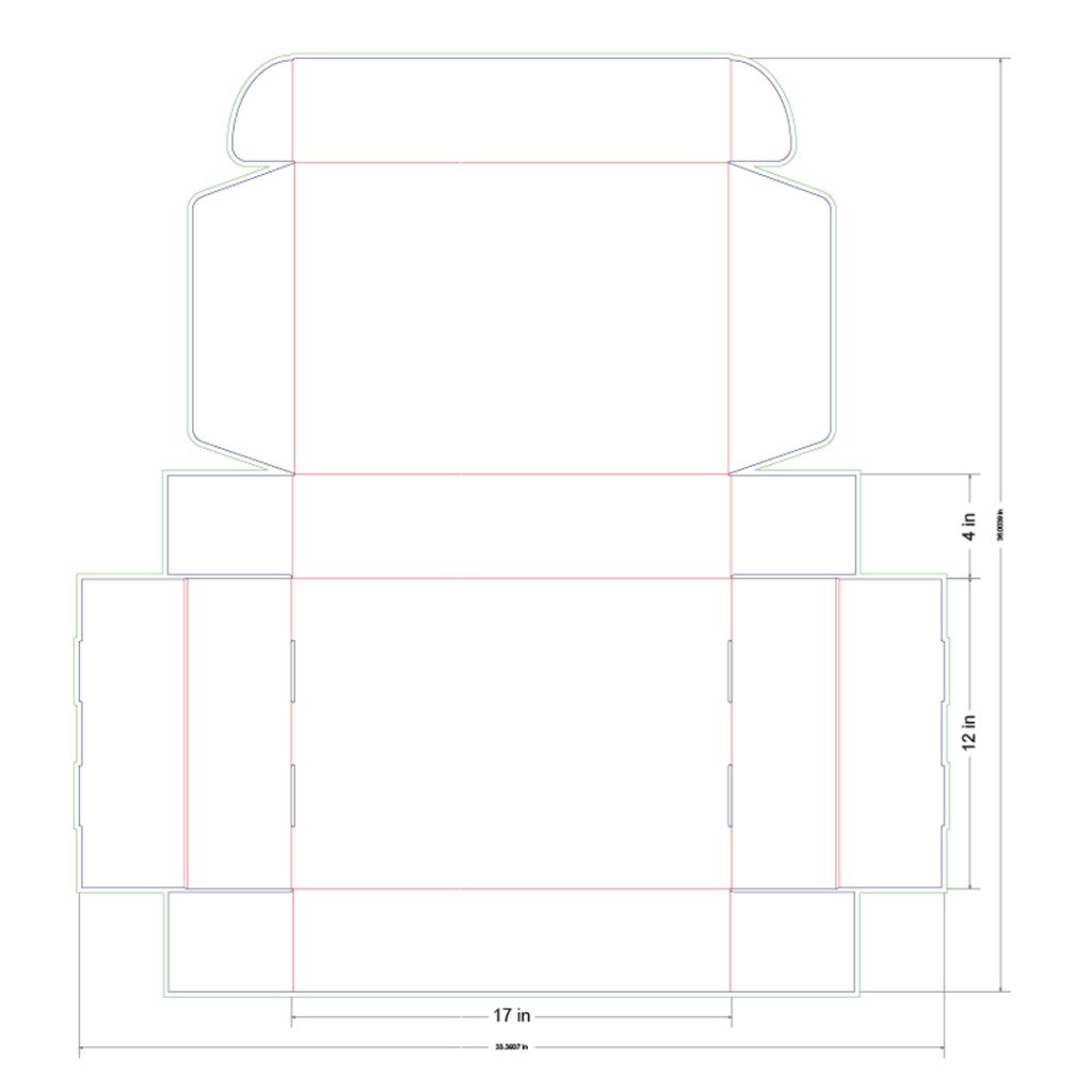 17x12x4 in Mailer Box Template