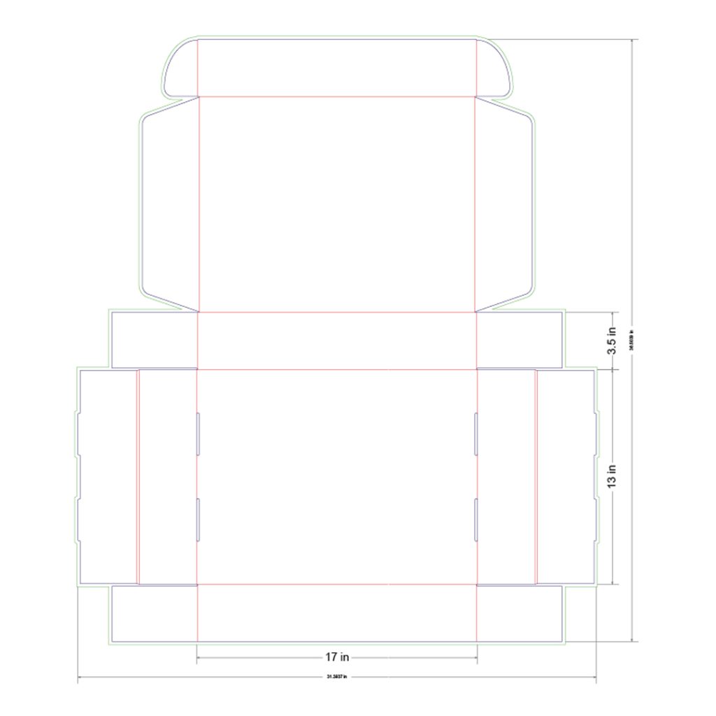 17x13x3.5 in Mailer Box Template