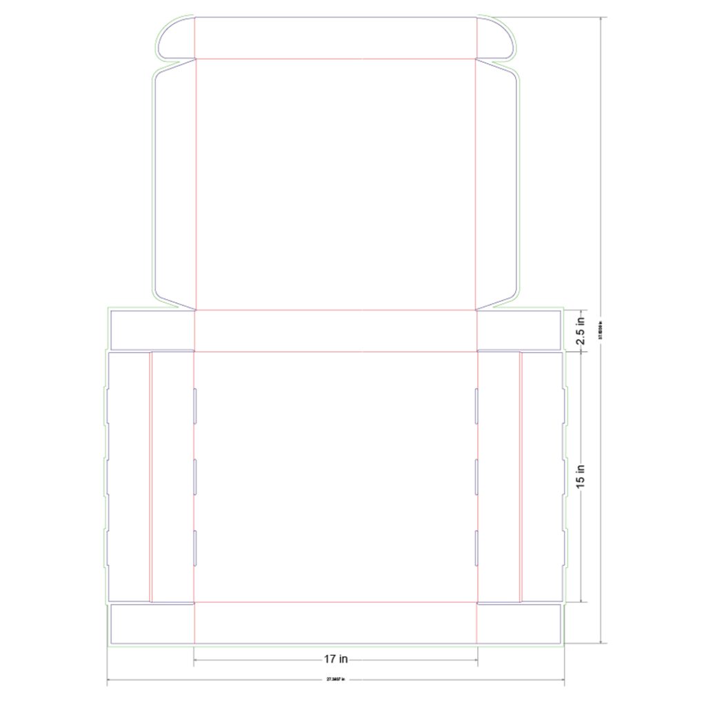 17x15x2.5 in Mailer Box Template