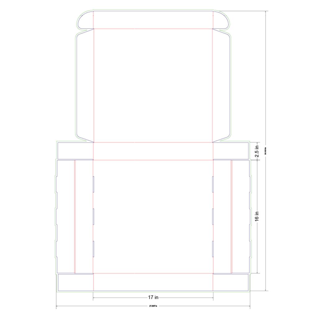 17x16x2.5 in Mailer Box Template