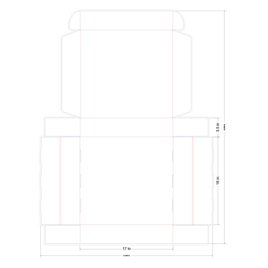 17x16x3.5 in Mailer Box Template