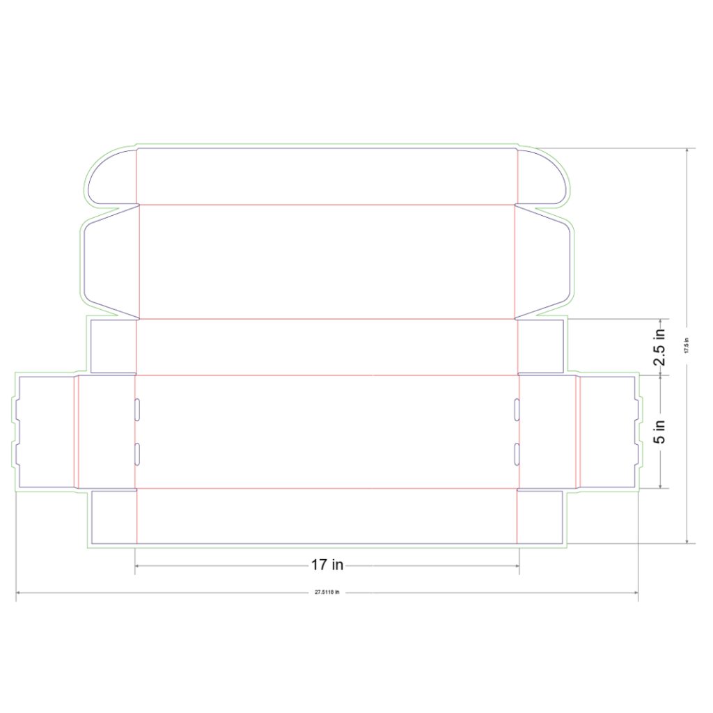 17x5x2.5 in Mailer Box Template