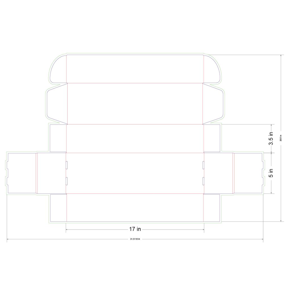 17x5x3.5 in Mailer Box Template