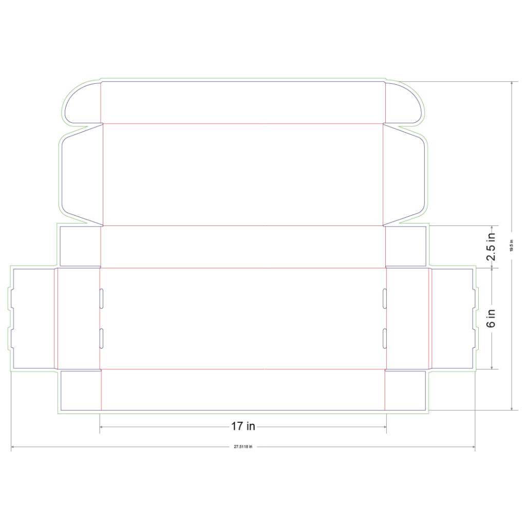 17x6x2.5 in Mailer Box Template