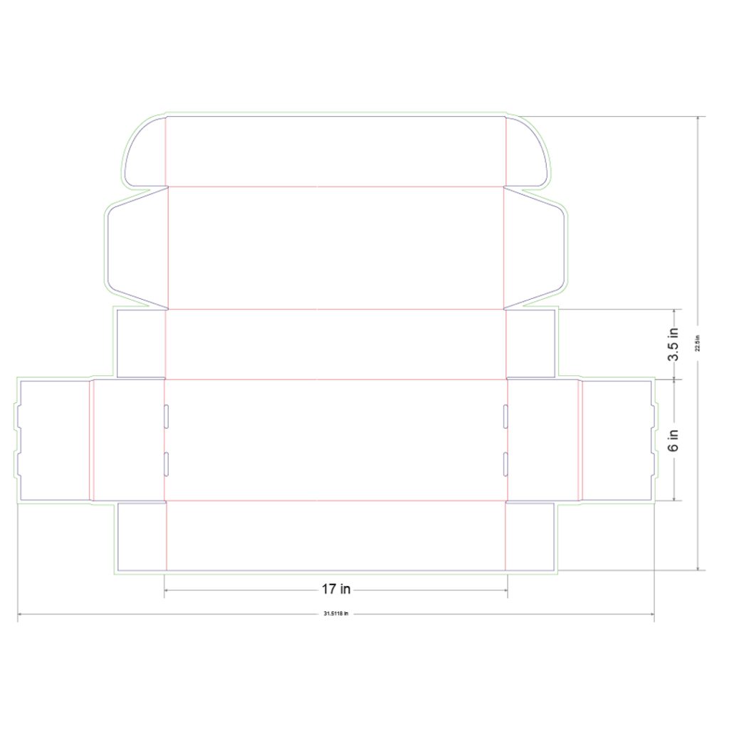 17x6x3.5 in Mailer Box Template