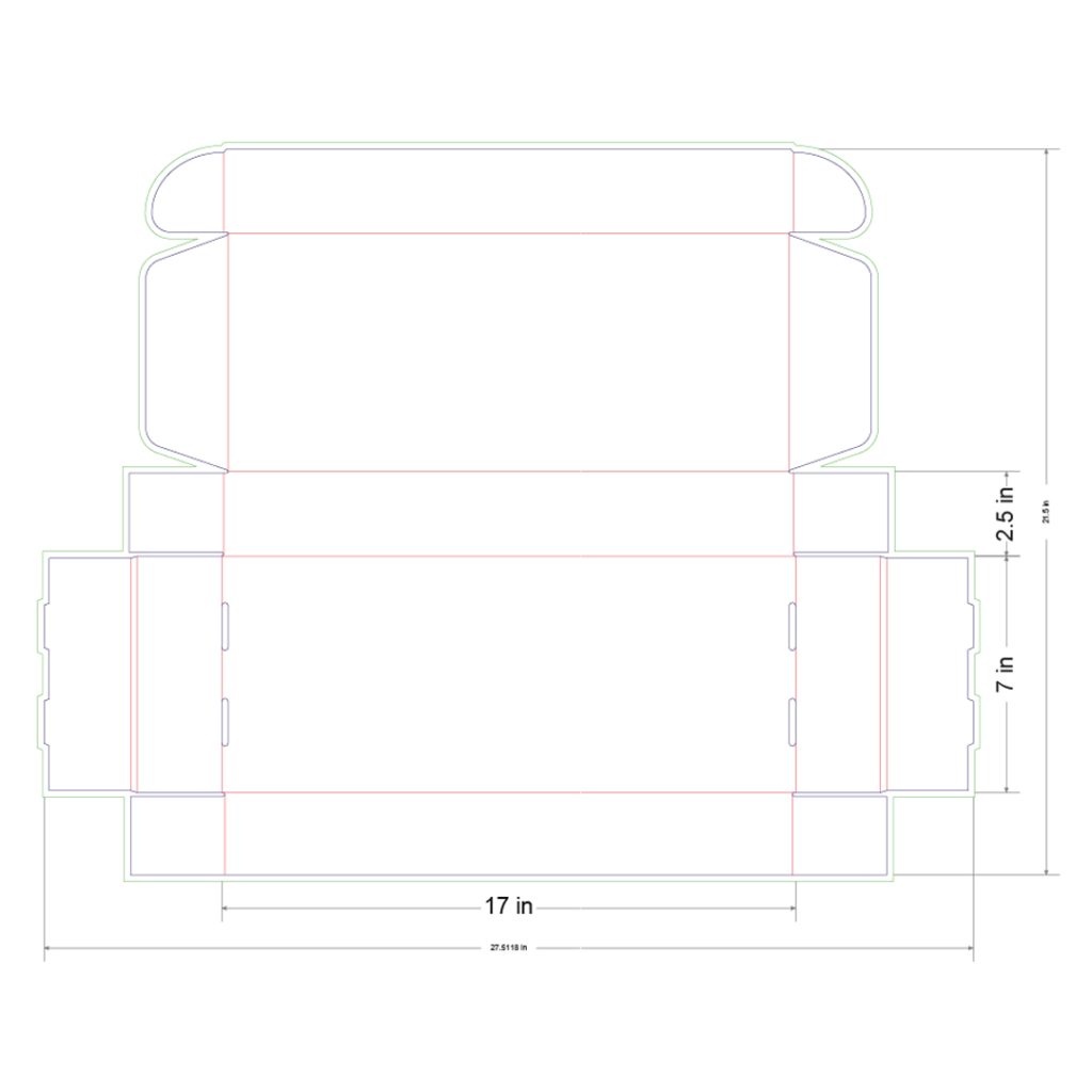17x7x2.5 in Mailer Box Template