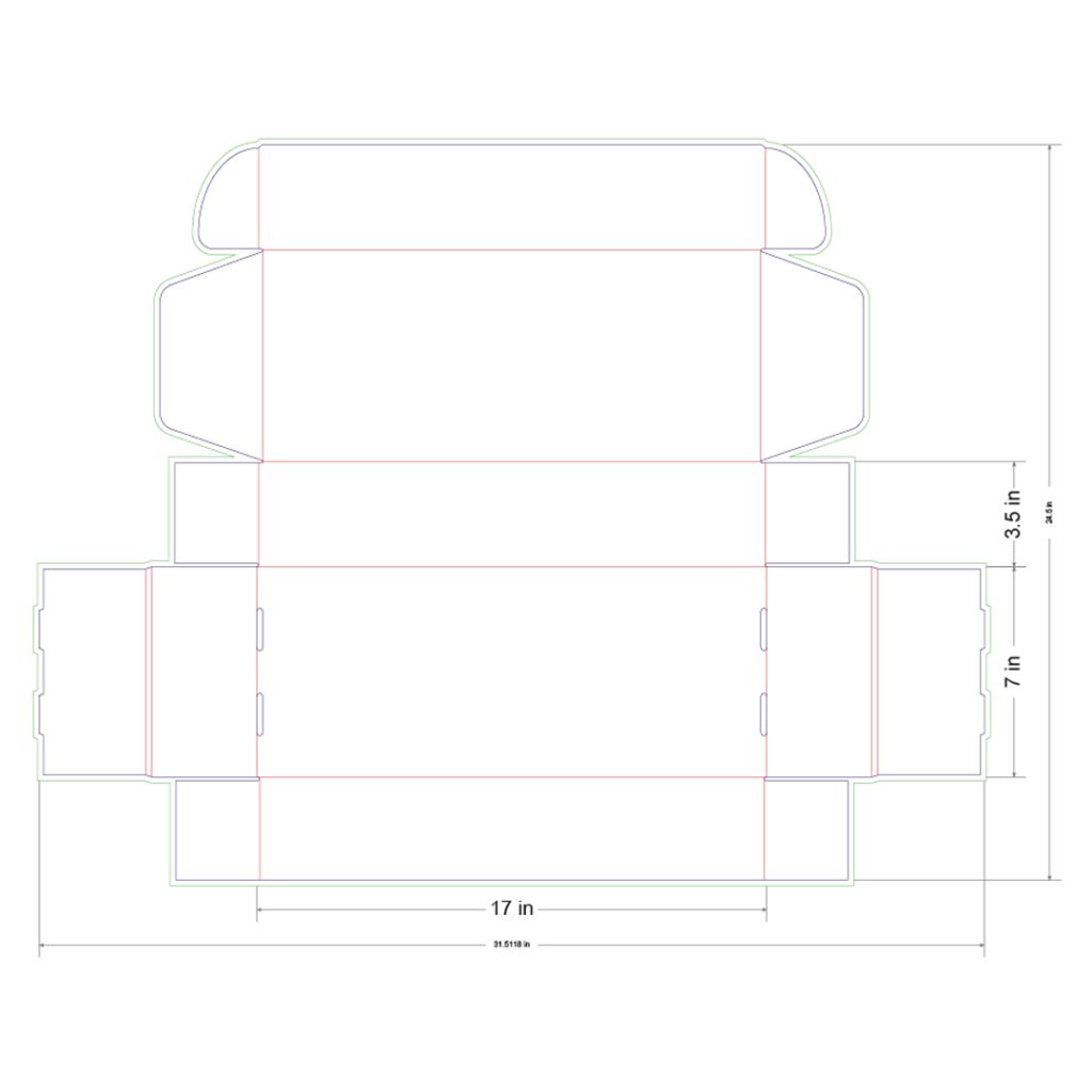17x7x3.5 in Mailer Box Template