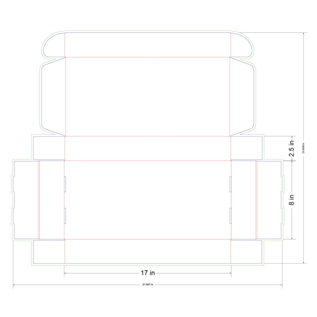 17x8x2.5 in Mailer Box Template