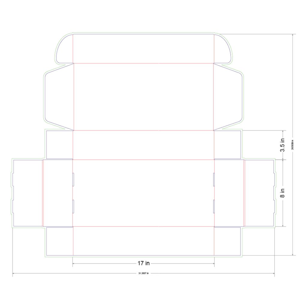 17x8x3.5 in Mailer Box Template