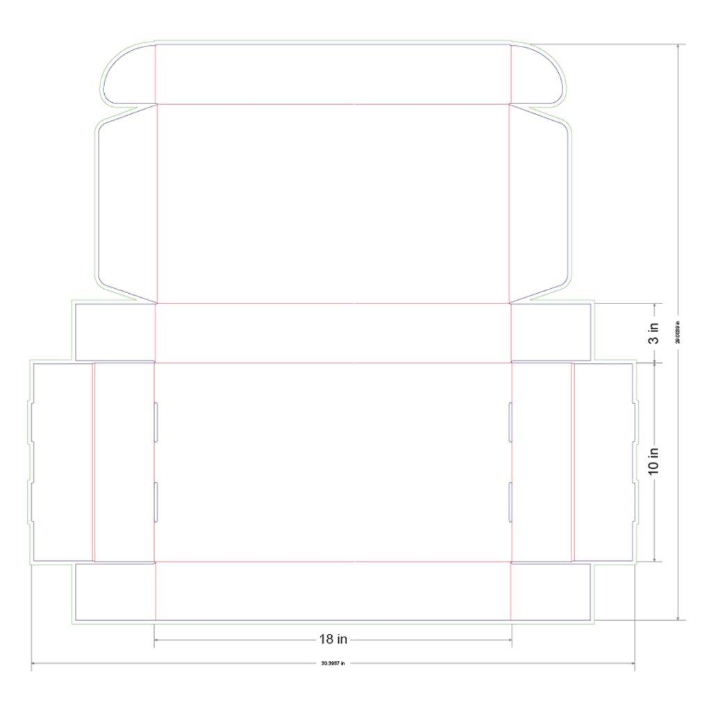 18x10x3 in Mailer Box Template
