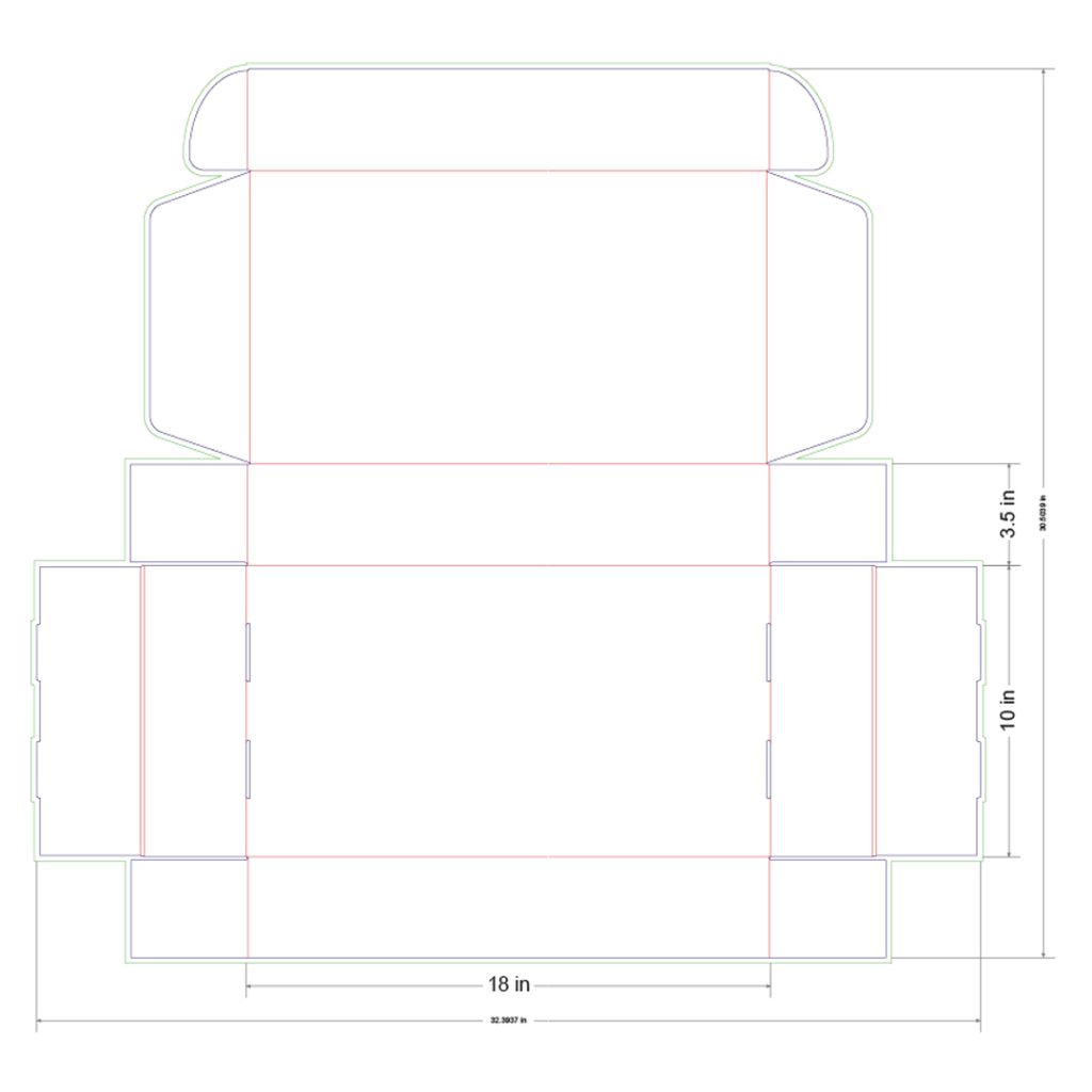 18x10x3.5 in Mailer Box Template