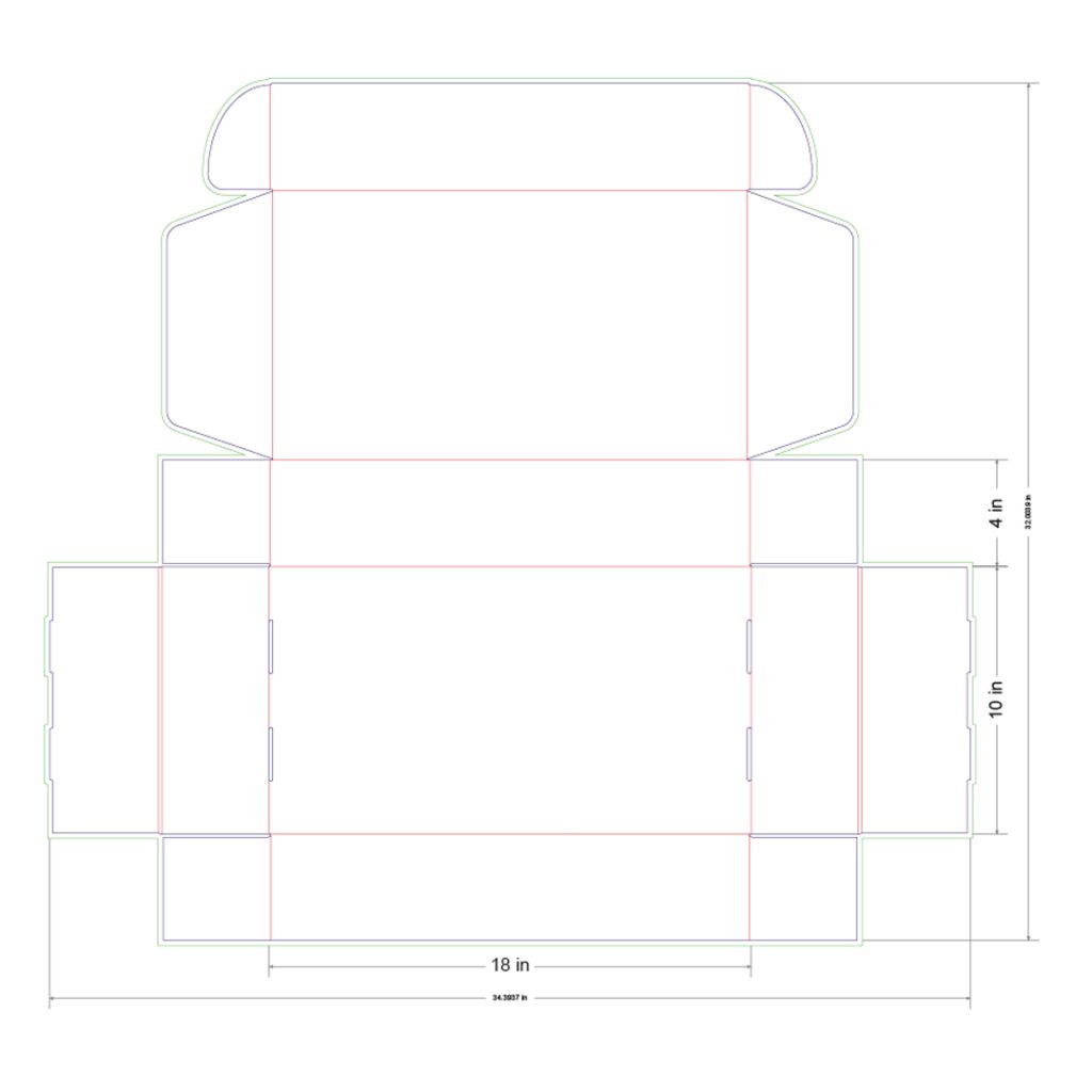 18x10x4 in Mailer Box Template