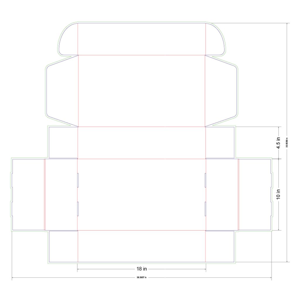 18x10x4.5 in Mailer Box Template