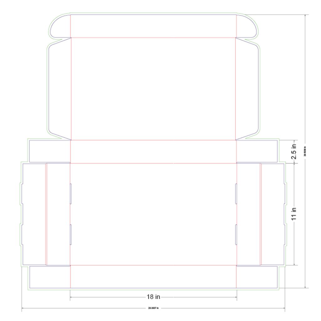 18x11x2.5 in Mailer Box Template