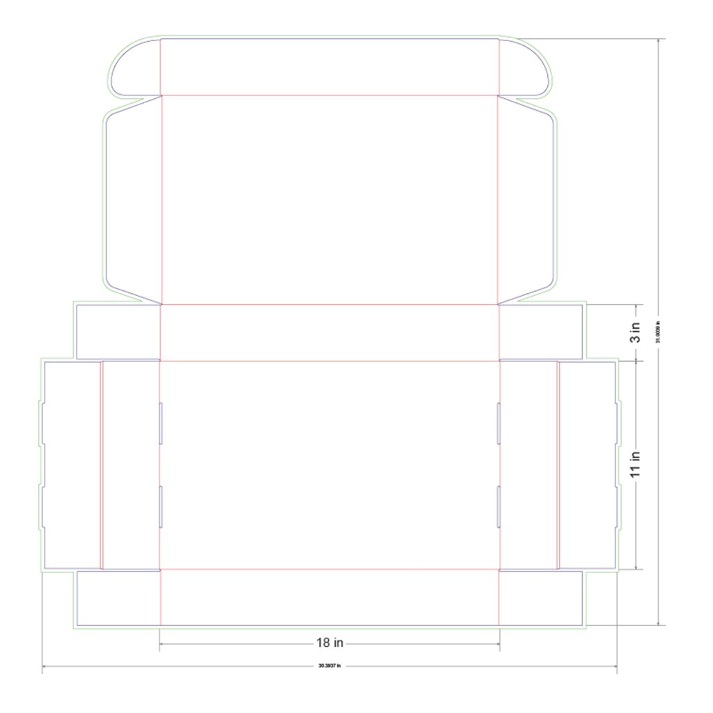 18x11x3 in Mailer Box Template