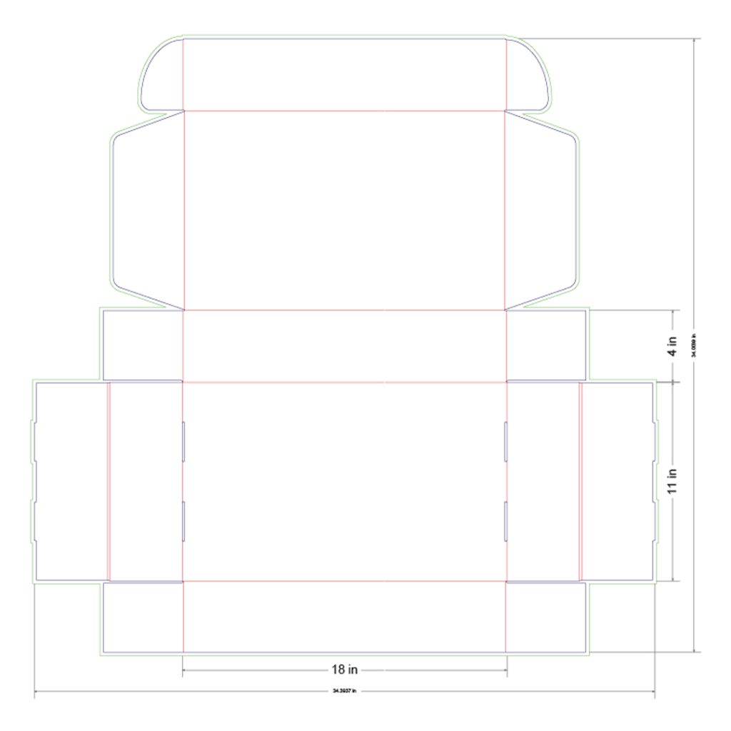 18x11x4 in Mailer Box Template