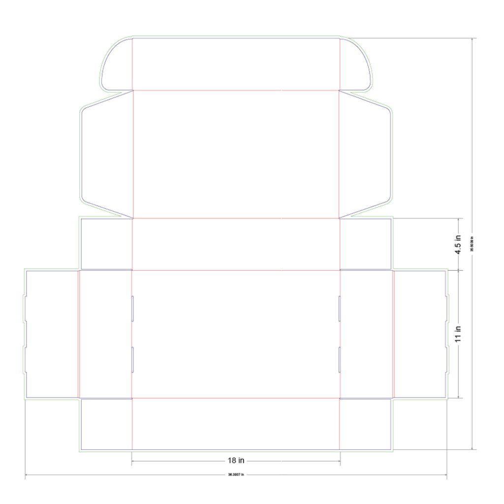 18x11x4.5 in Mailer Box Template