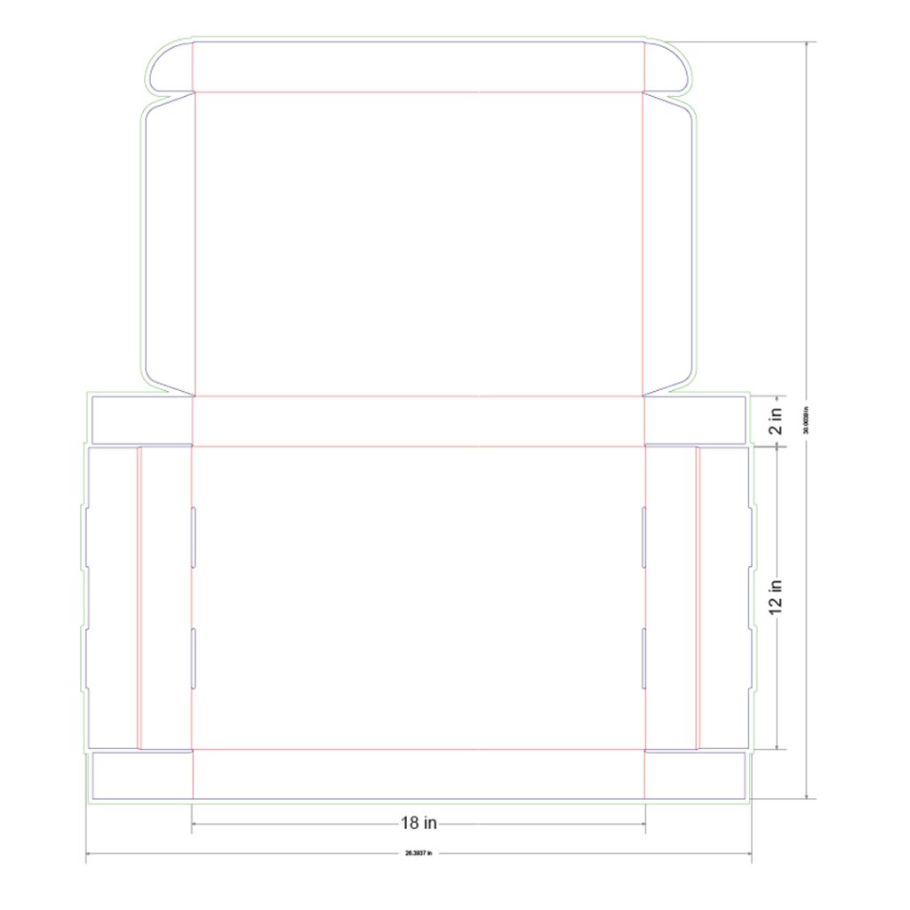 18x12x2 in Mailer Box Template