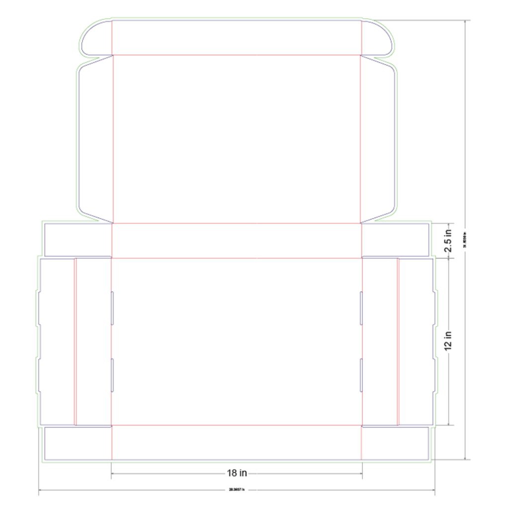 18x12x2.5 in Mailer Box Template