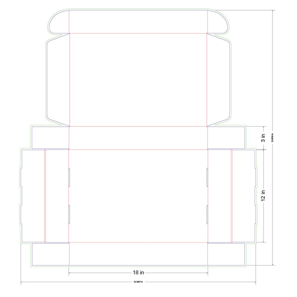 18x12x3 in Mailer Box Template