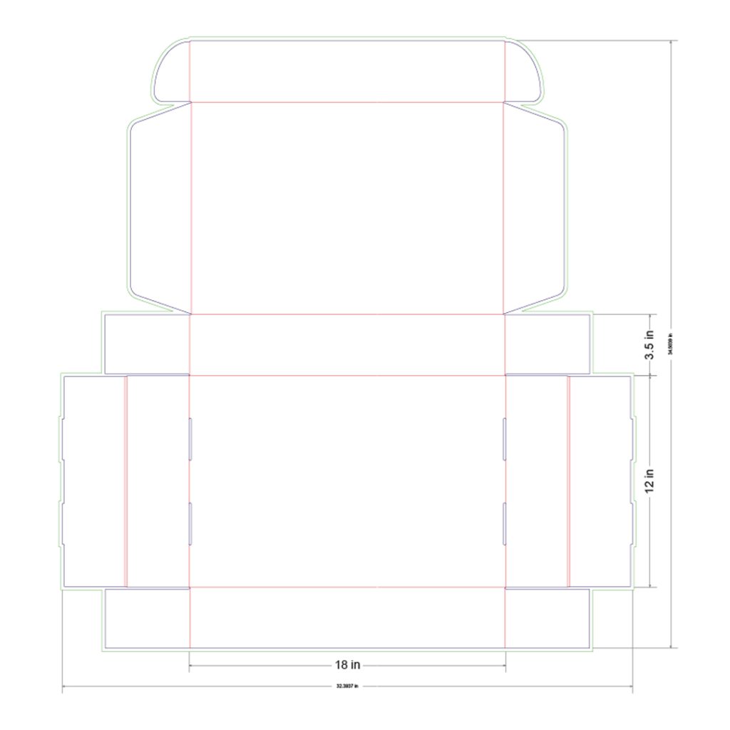 18x12x3.5 in Mailer Box Template