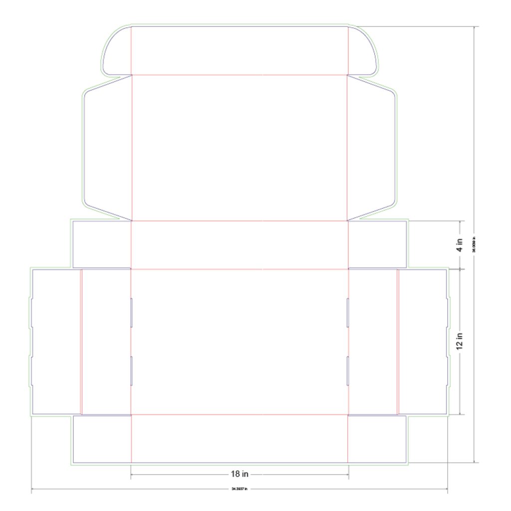 18x12x4 in Mailer Box Template