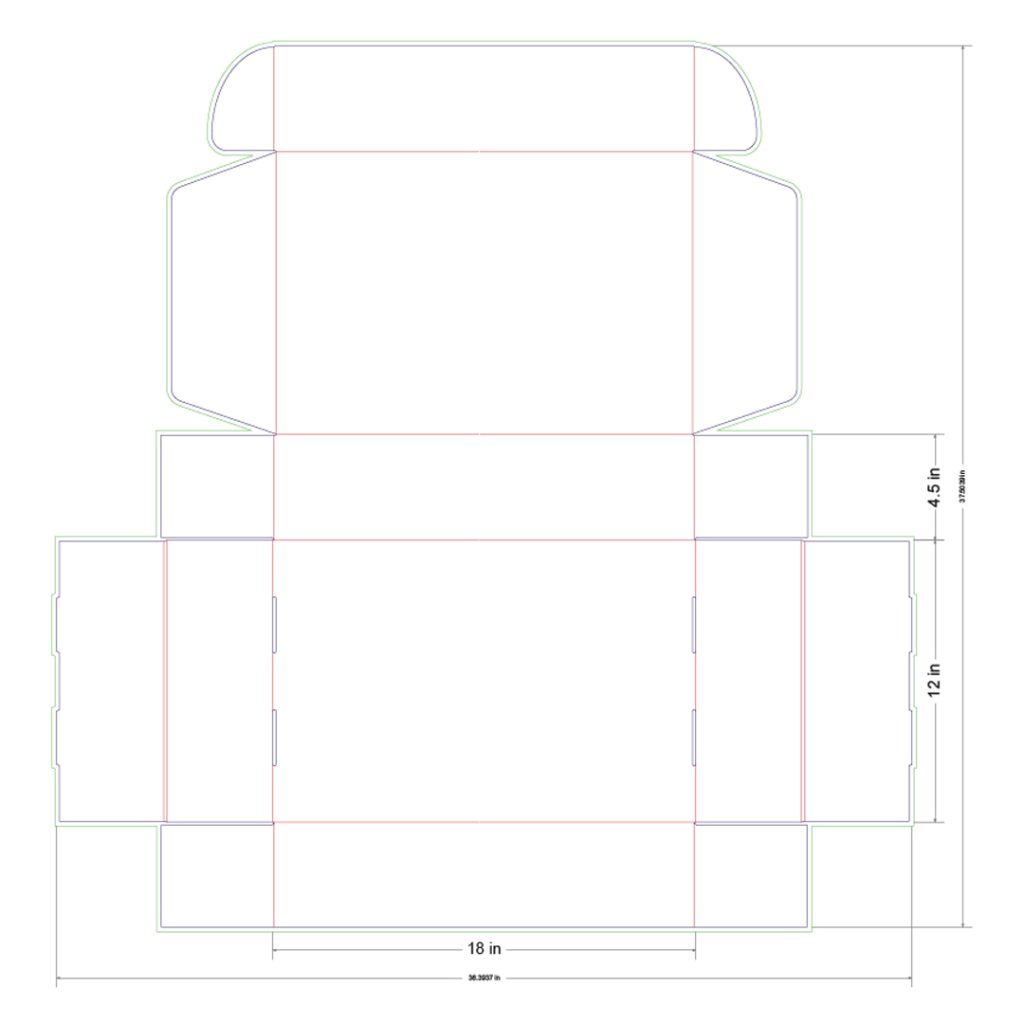 18x12x4.5 in Mailer Box Template