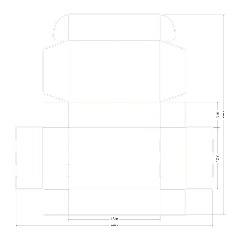 18x12x5 in Mailer Box Template