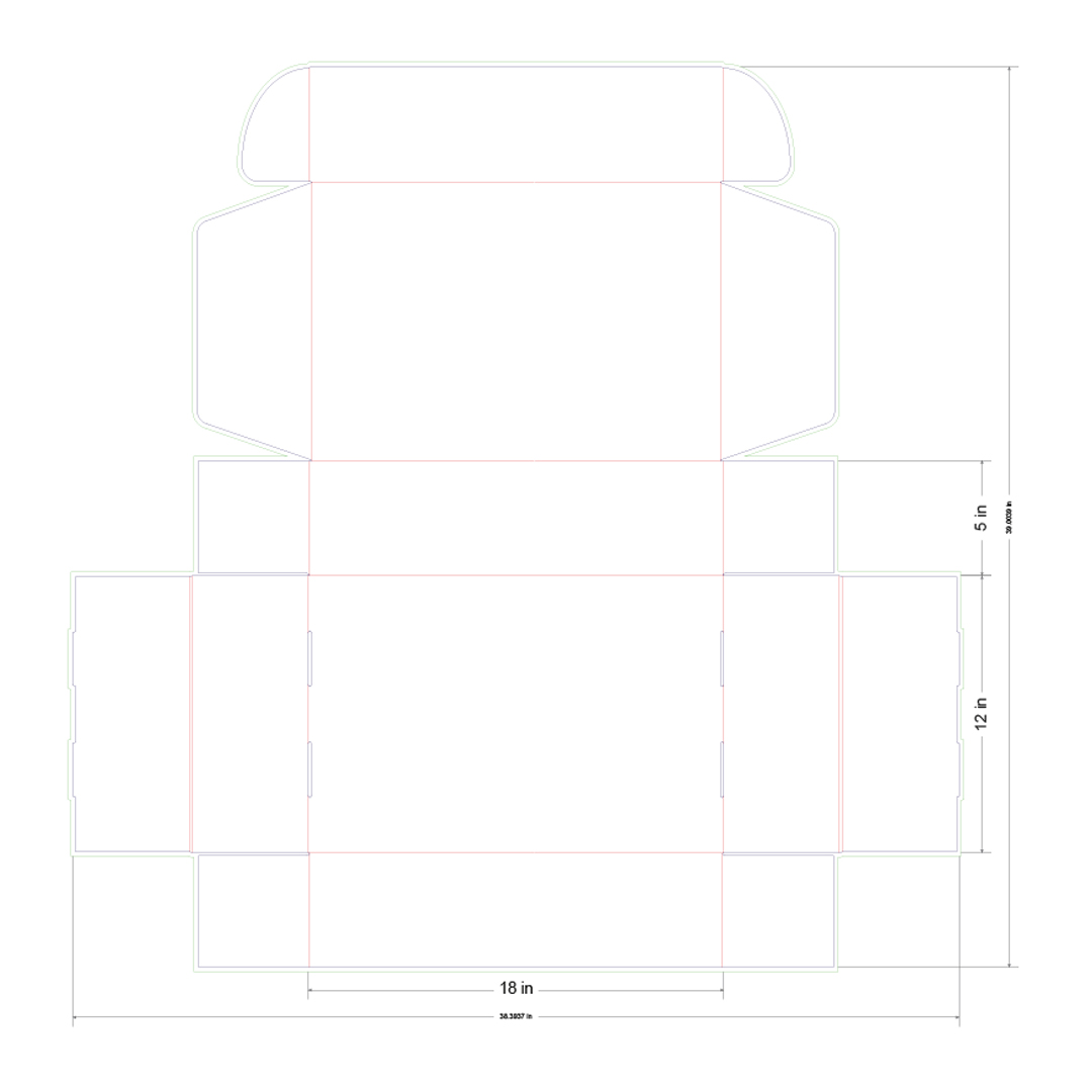 18x12x5 in Mailer Box Template
