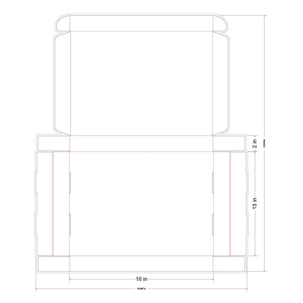 18x13x2 in Mailer Box Template