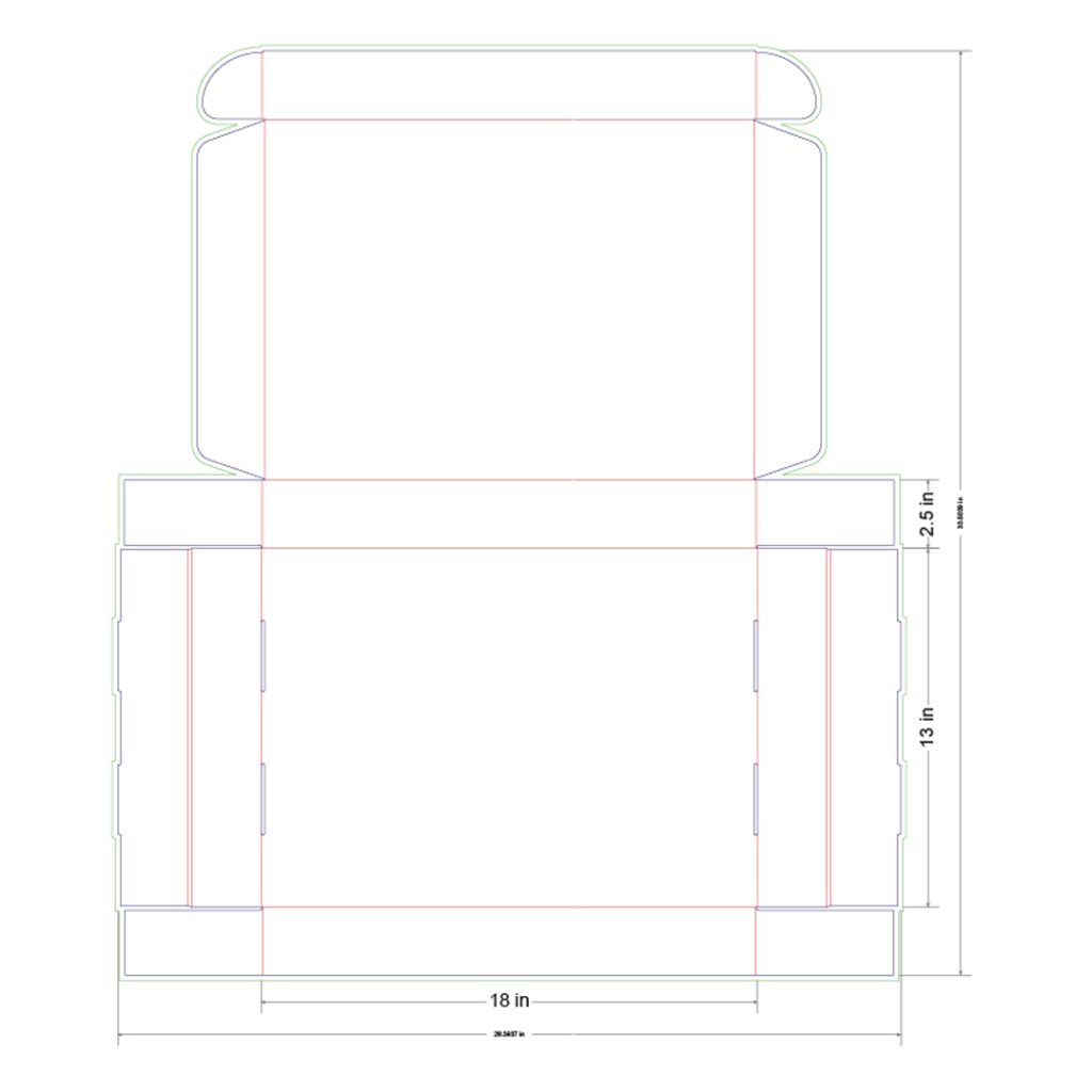 18x13x2.5 in Mailer Box Template