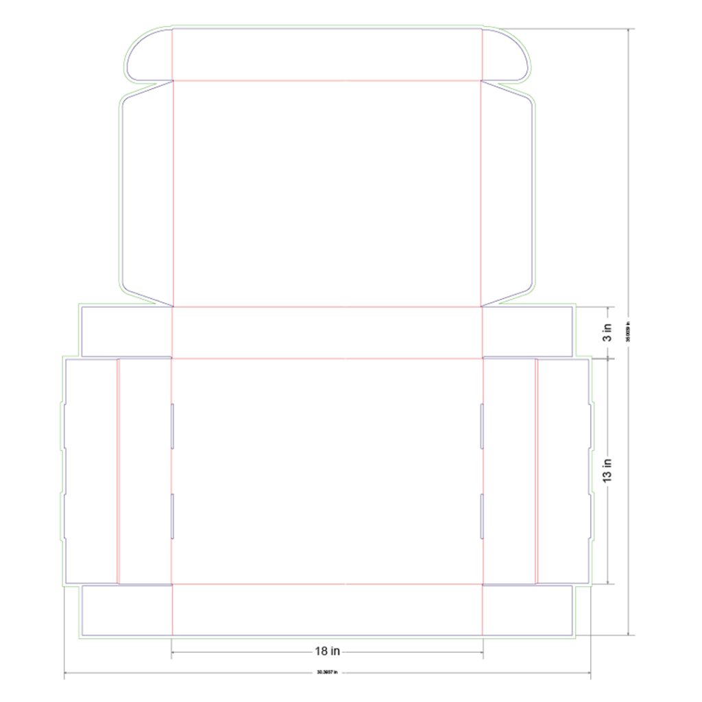 18x13x3 in Mailer Box Template
