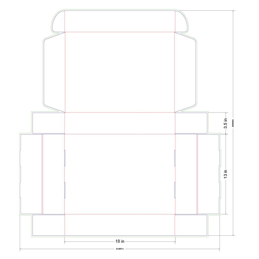 18x13x3.5 in Mailer Box Template
