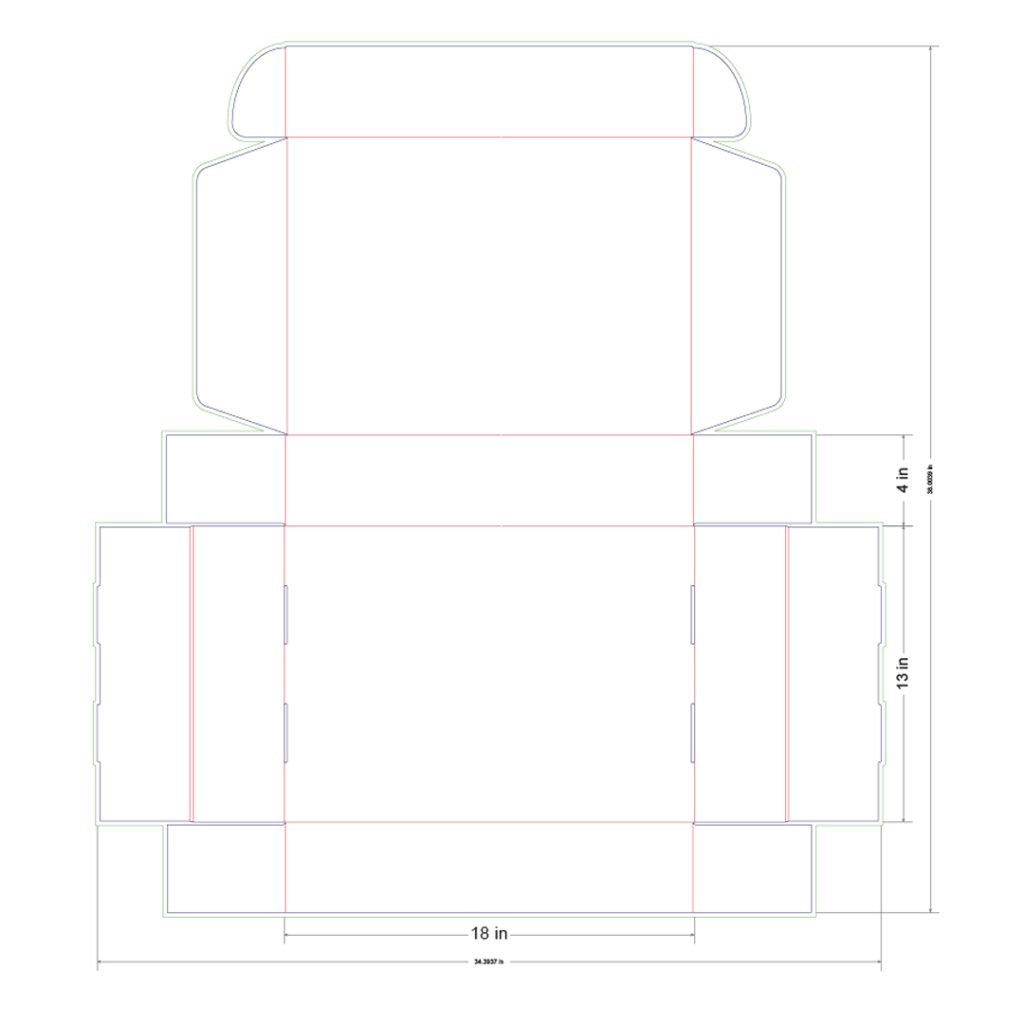 18x13x4 in Mailer Box Template