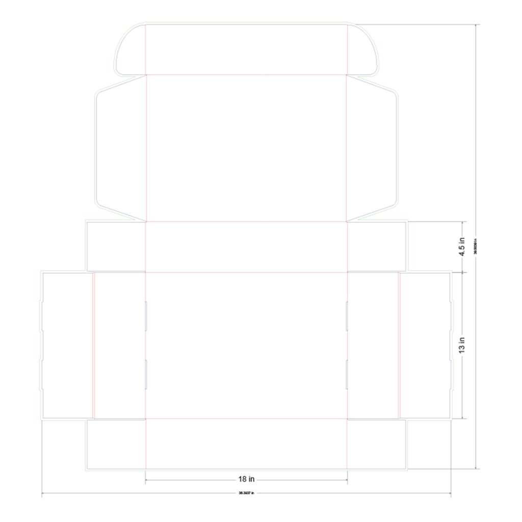 18x13x4.5 in Mailer Box Template