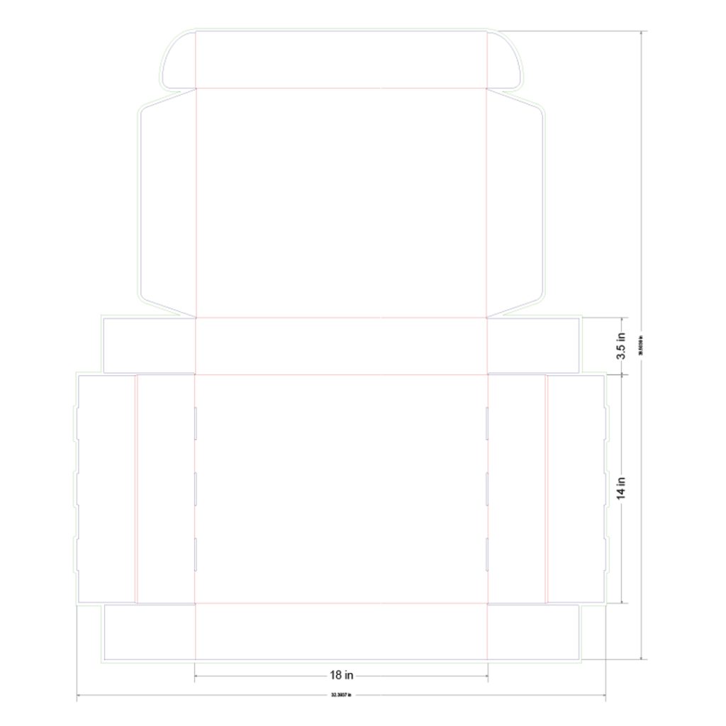 18x14x3.5 in Mailer Box Template
