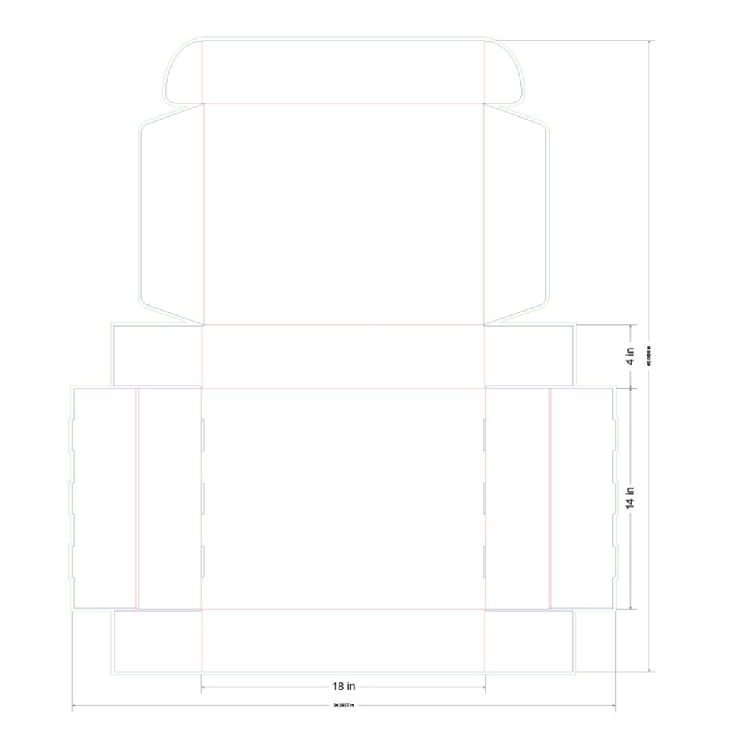18x14x4 in Mailer Box Template