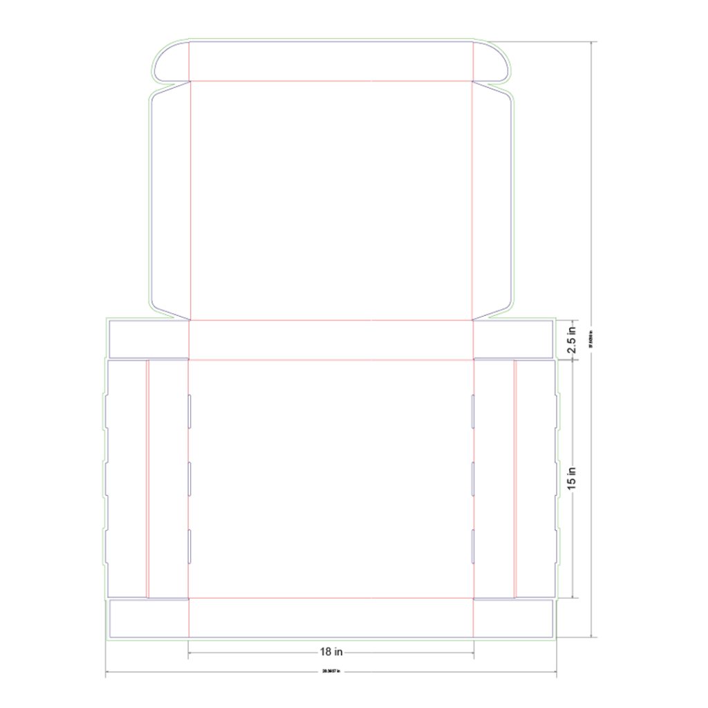 18x15x2.5 in Mailer Box Template