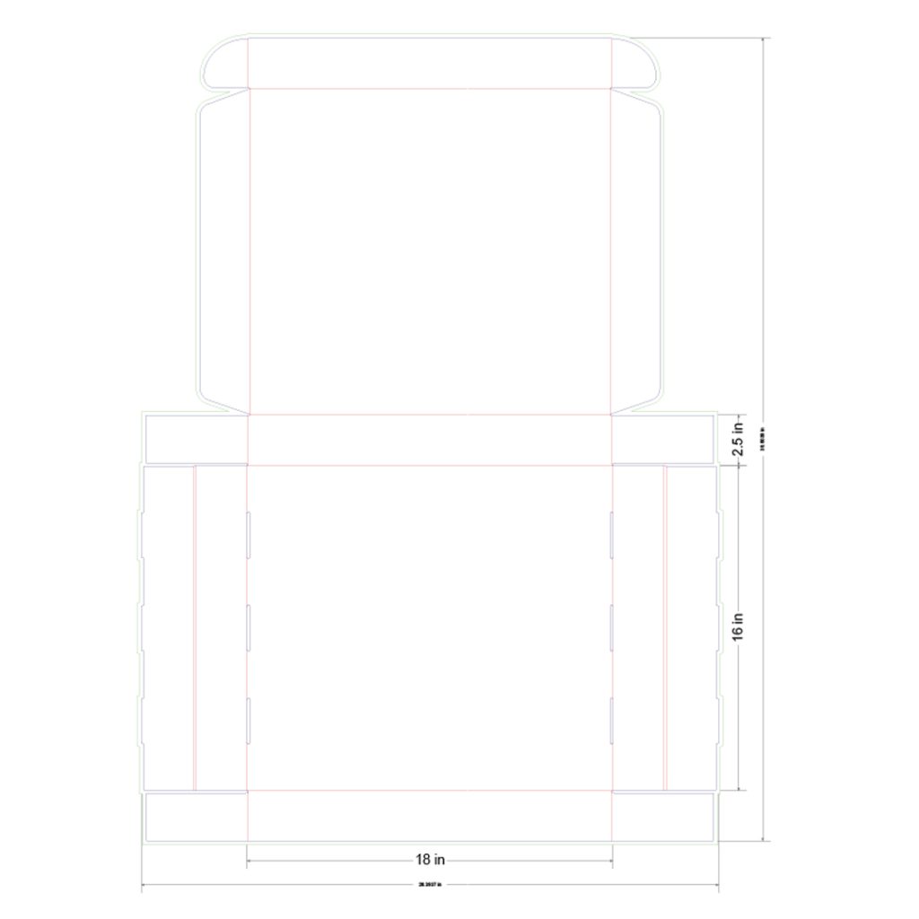 18x16x2.5 in Mailer Box Template