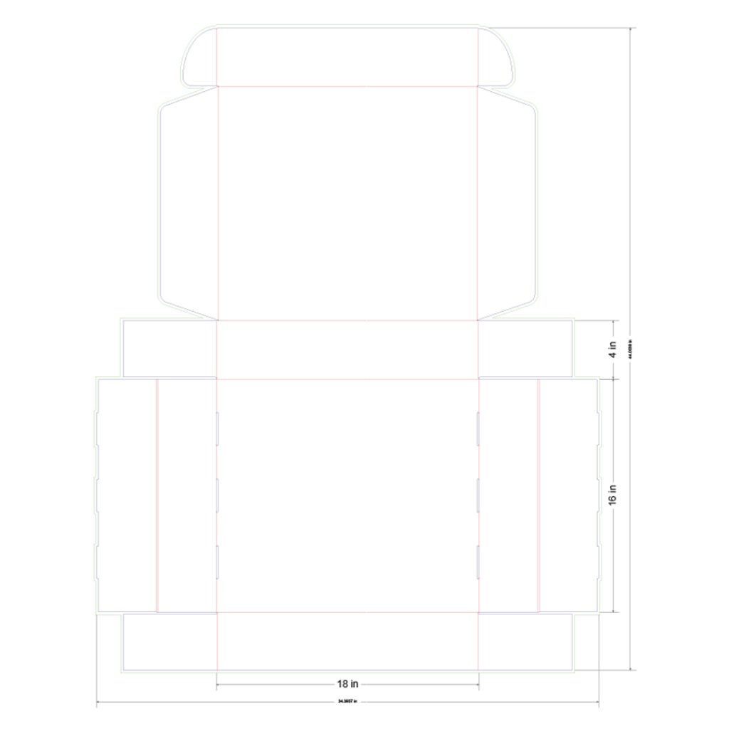 18x16x4 in Mailer Box Template