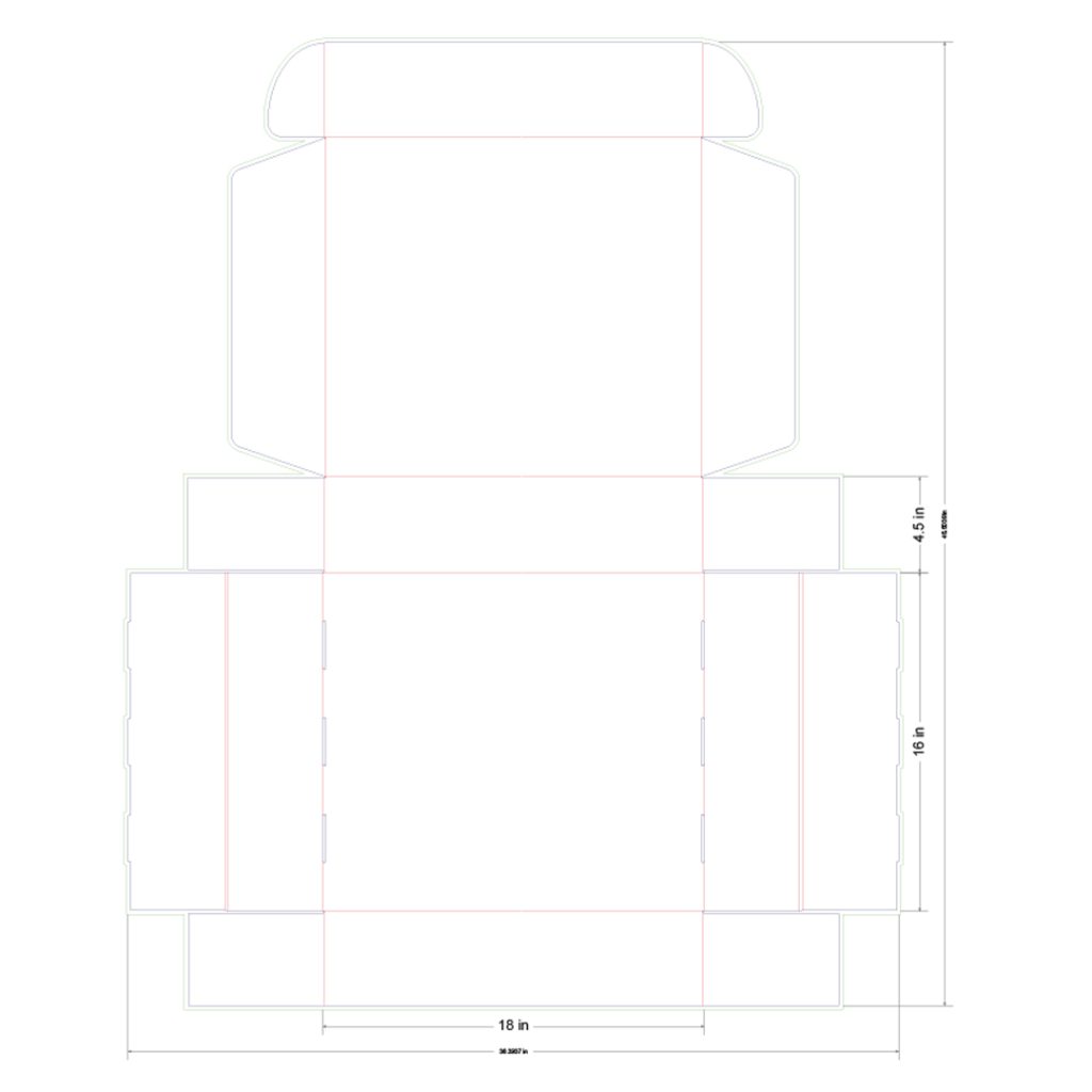 18x16x4.5 in Mailer Box Template