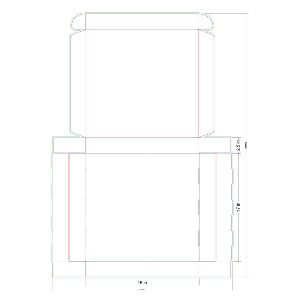 18x17x2.5 in Mailer Box Template