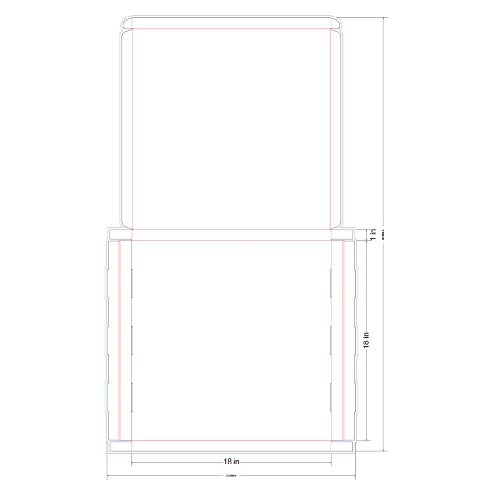 18x18x1 in Mailer Box Template