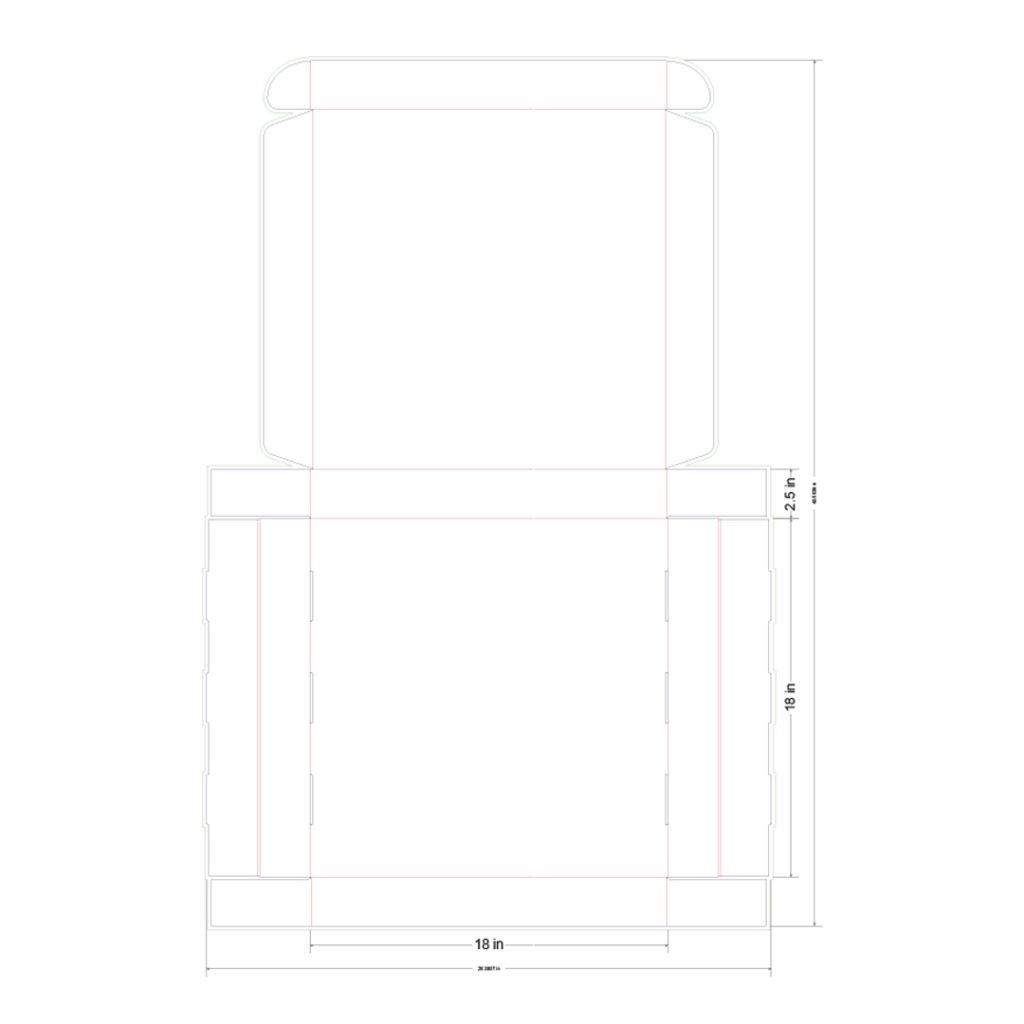 18x18x2.5 in Mailer Box Template